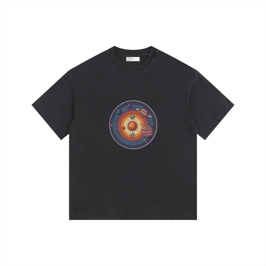 Planets Vintage Washed Oversized Cotton T-Shirt