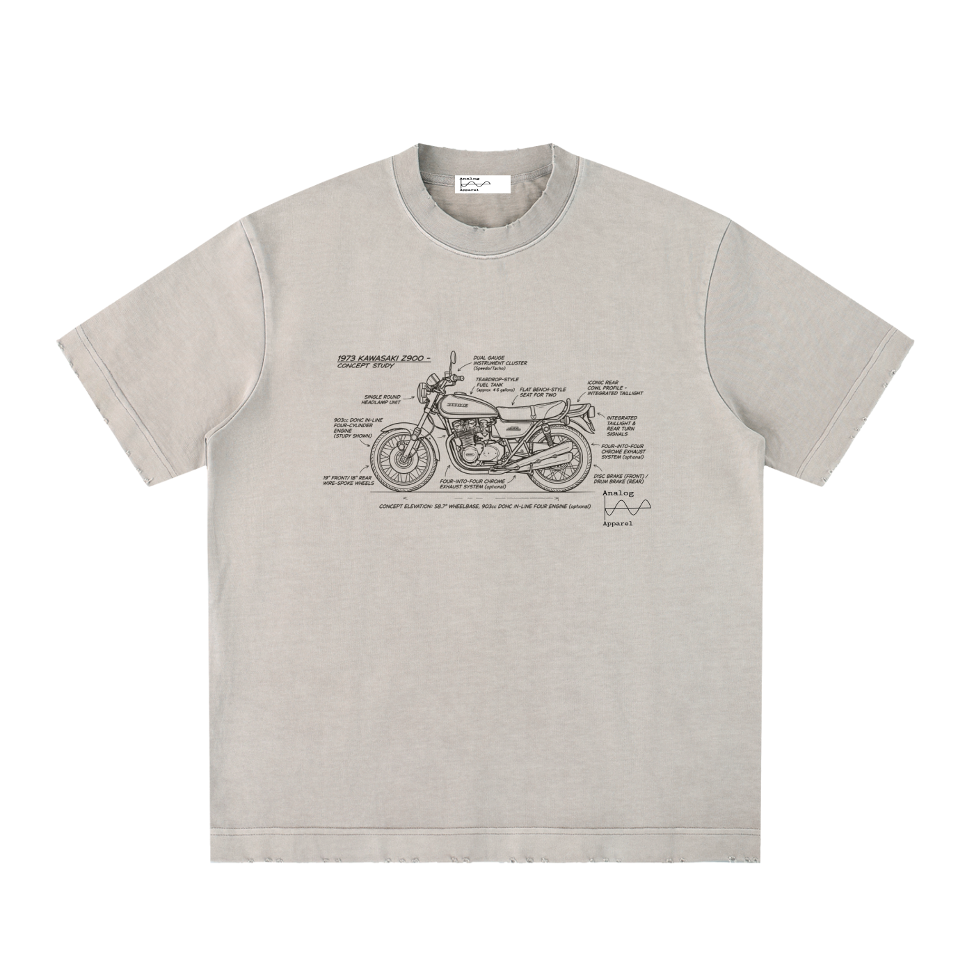 '430' Super Heavyweight Vintage Frayed T-Shirt Kawasaki Z900