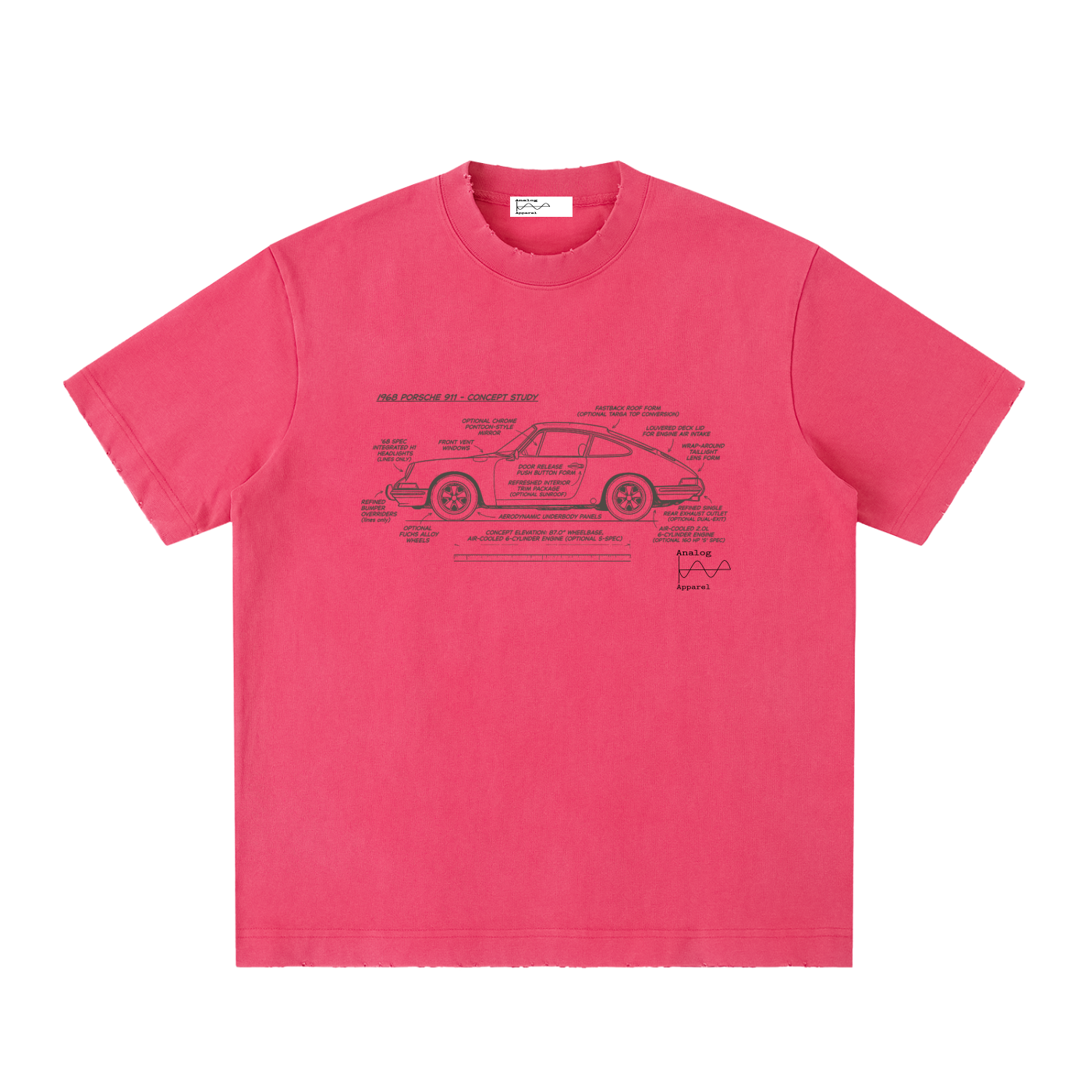 '430' Super Heavyweight Vintage Frayed T-Shirt 68 Porsche