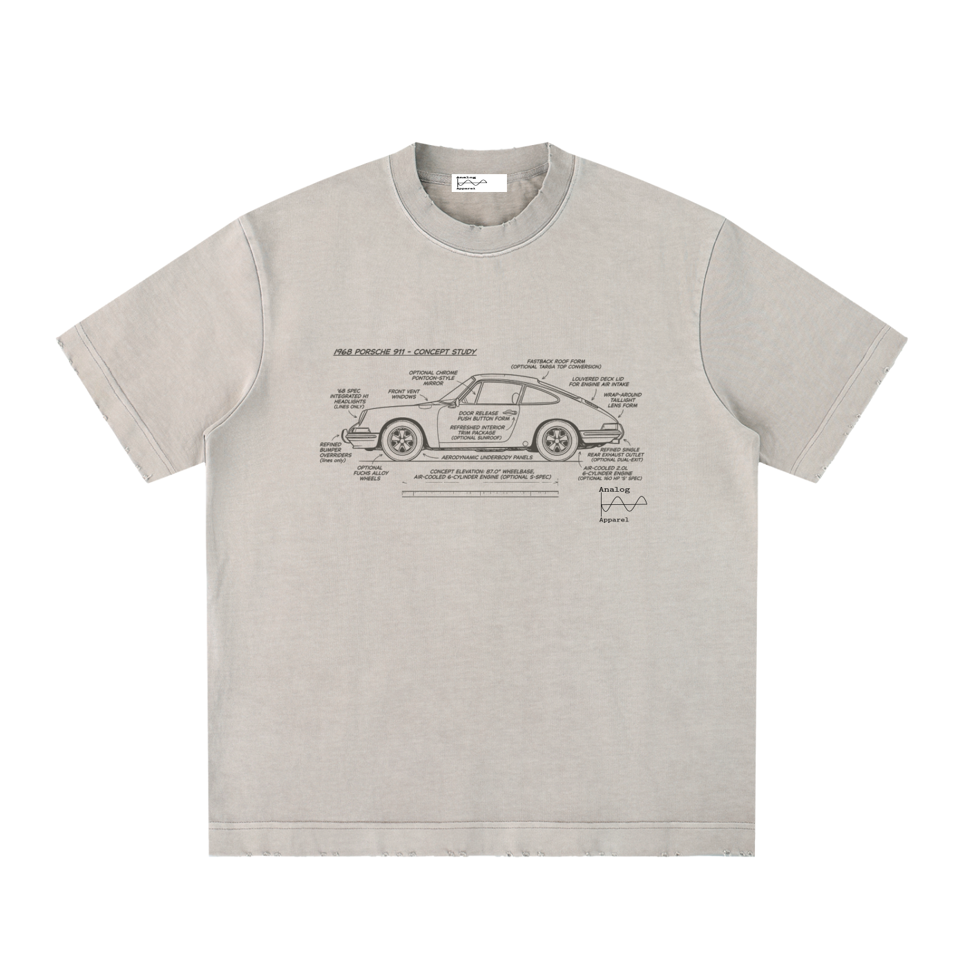 '430' Super Heavyweight Vintage Frayed T-Shirt 68 Porsche