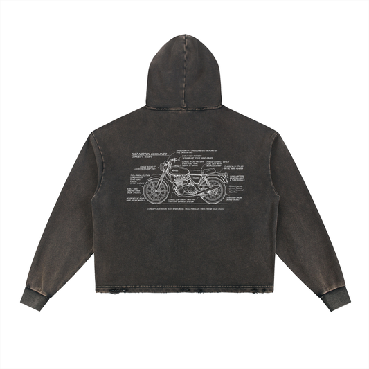 Norton Commando Vintage Frayed-Hem Hoodie
