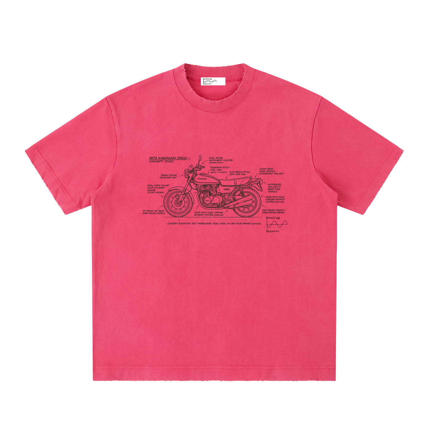 '430' Super Heavyweight Vintage Frayed T-Shirt Kawasaki Z900