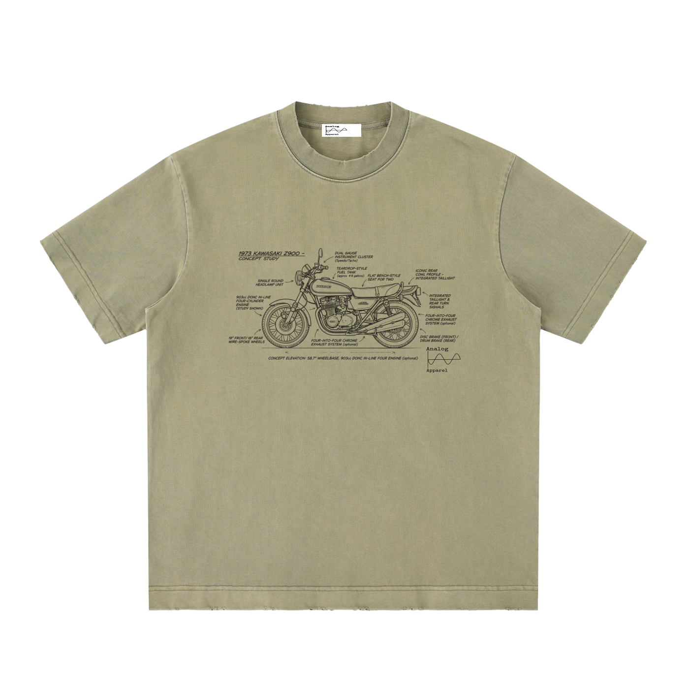 '430' Super Heavyweight Vintage Frayed T-Shirt Kawasaki Z900