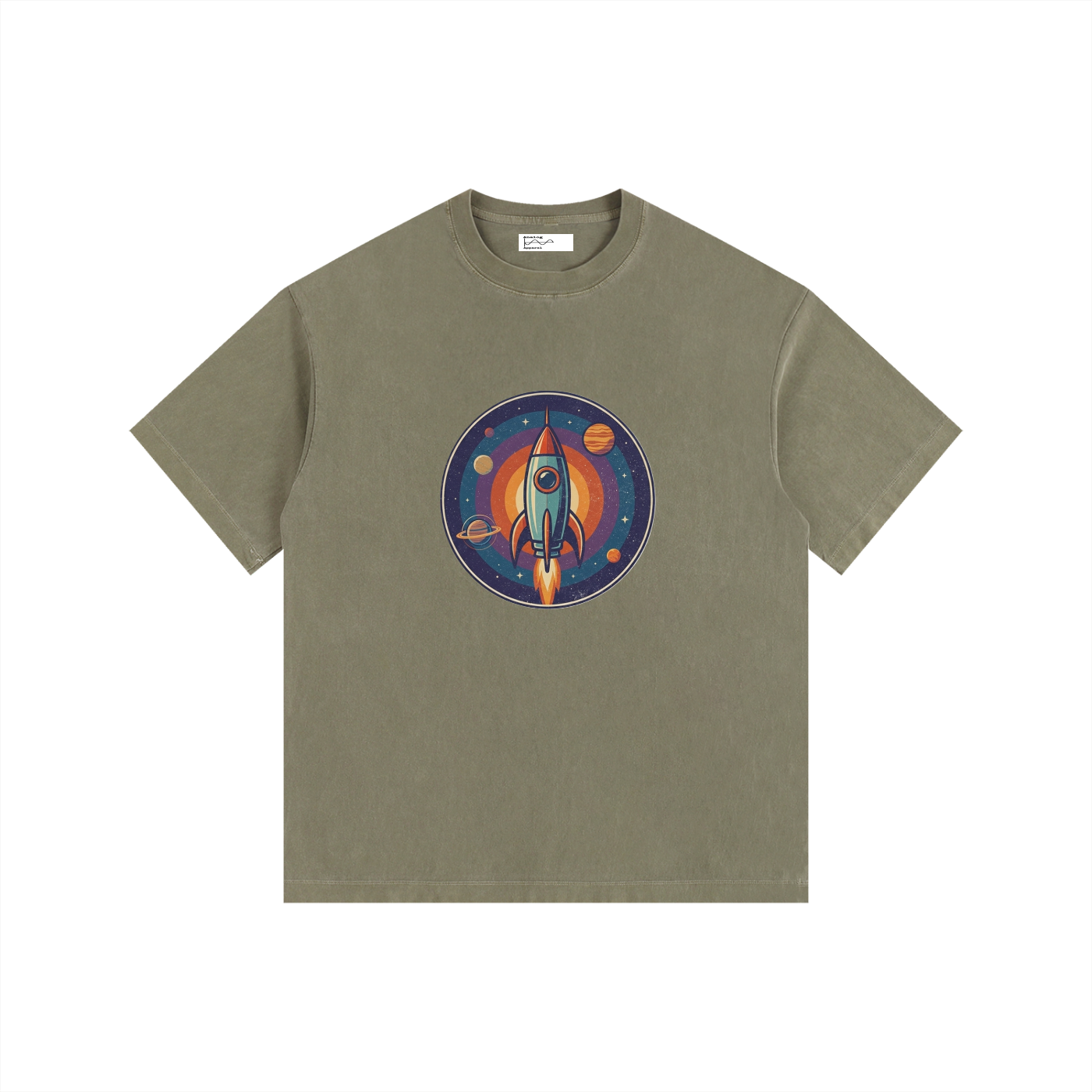 Rocket Vintage Washed Oversized Cotton T-Shirt