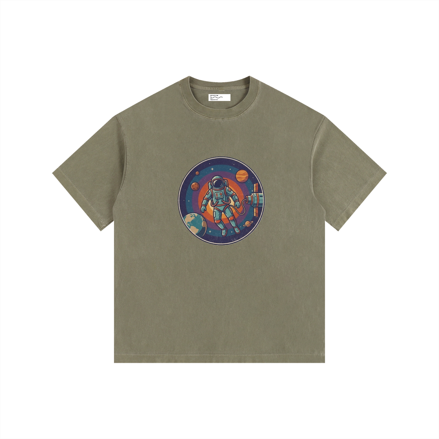 Spacewalk Vintage Washed Oversized Cotton T-Shirt