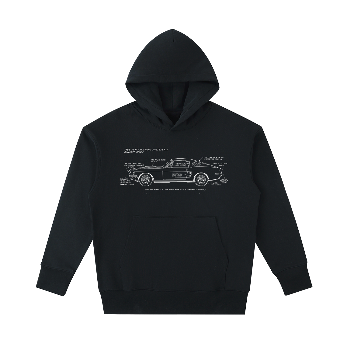 Fastback Mustang '530' Essential Heavyweight Cotton Hoodie