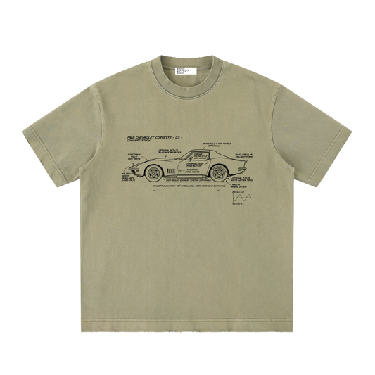 '430' Super Heavyweight Vintage Frayed T-Shirt 68 Corvette