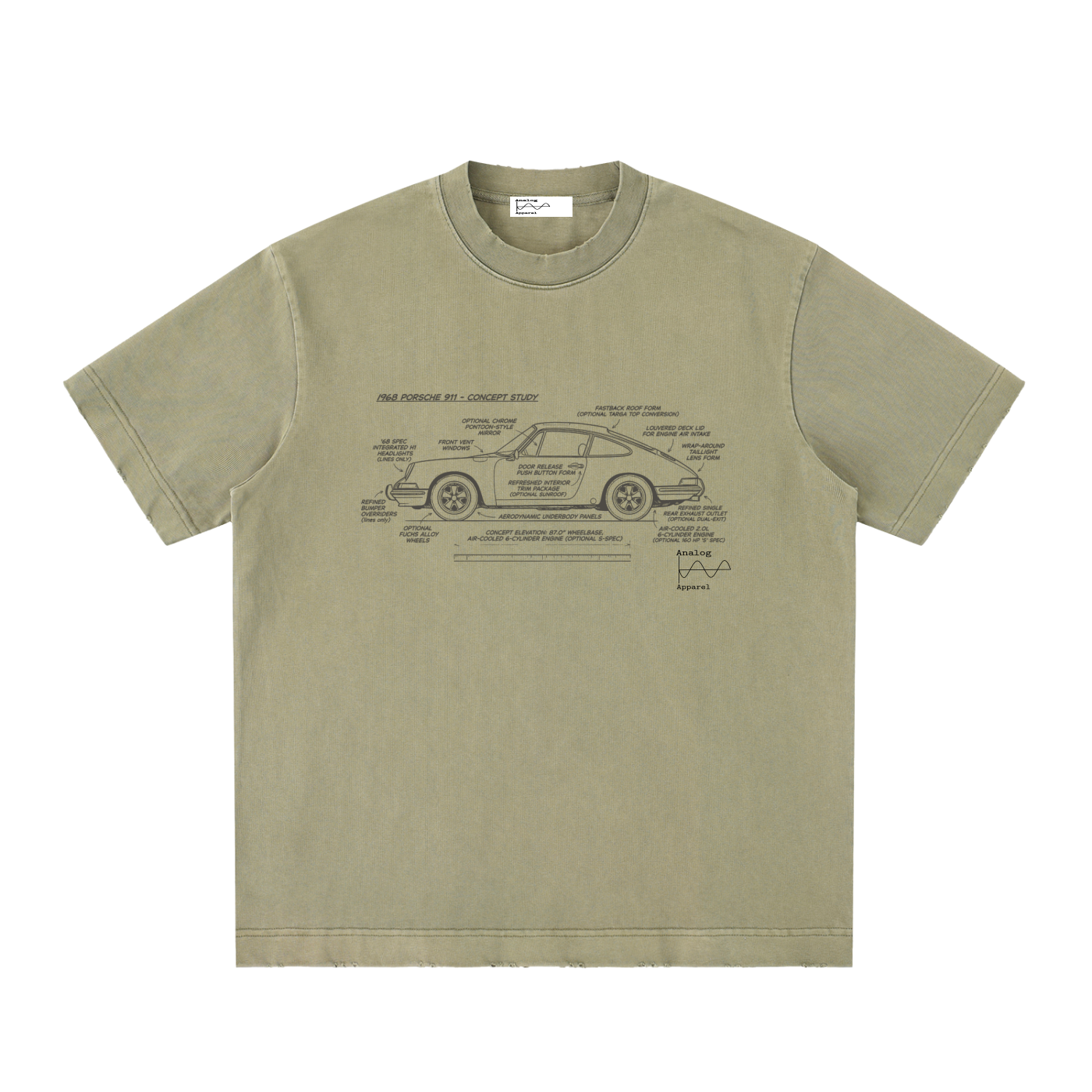 '430' Super Heavyweight Vintage Frayed T-Shirt 68 Porsche