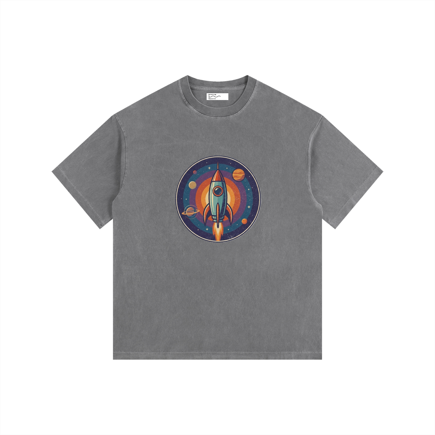 Rocket Vintage Washed Oversized Cotton T-Shirt