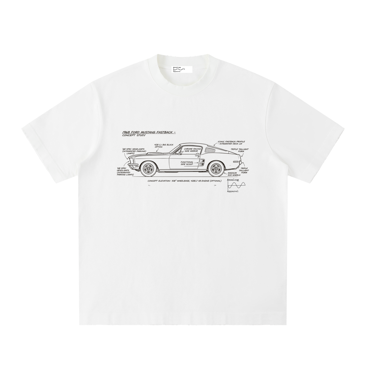 '430' Super Heavyweight Vintage Frayed T-Shirt 68 Mustang