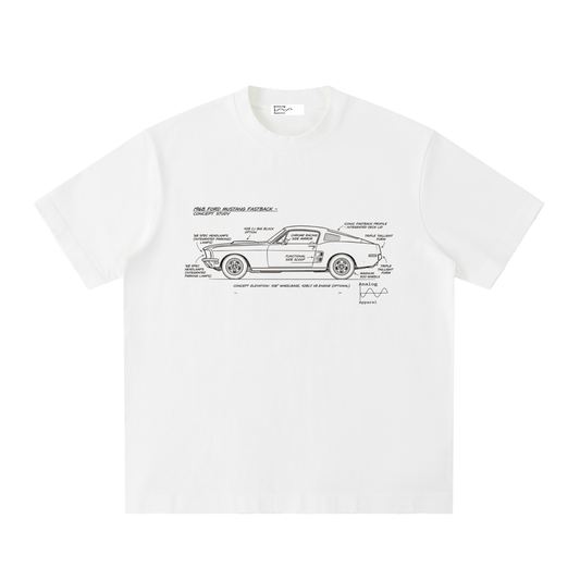 '430' Super Heavyweight Vintage Frayed T-Shirt 68 Mustang