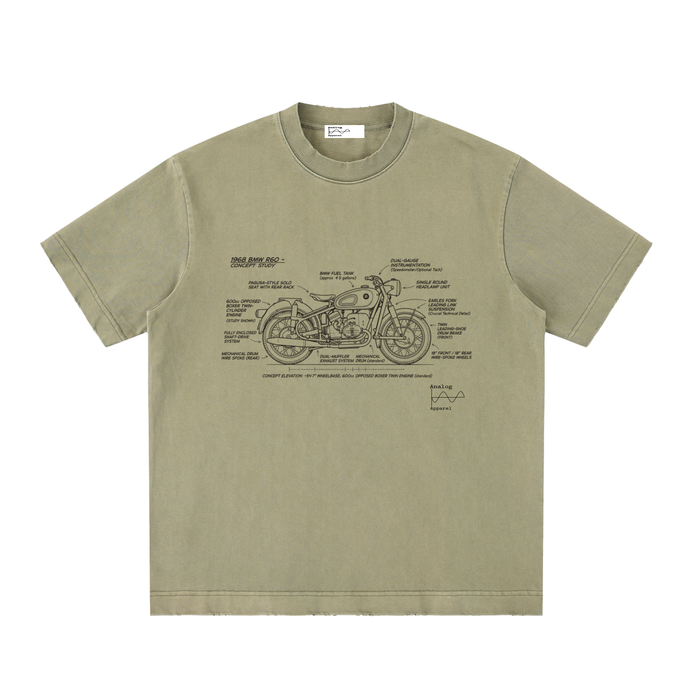 '430' Super Heavyweight Vintage Frayed T-Shirt BMW R60