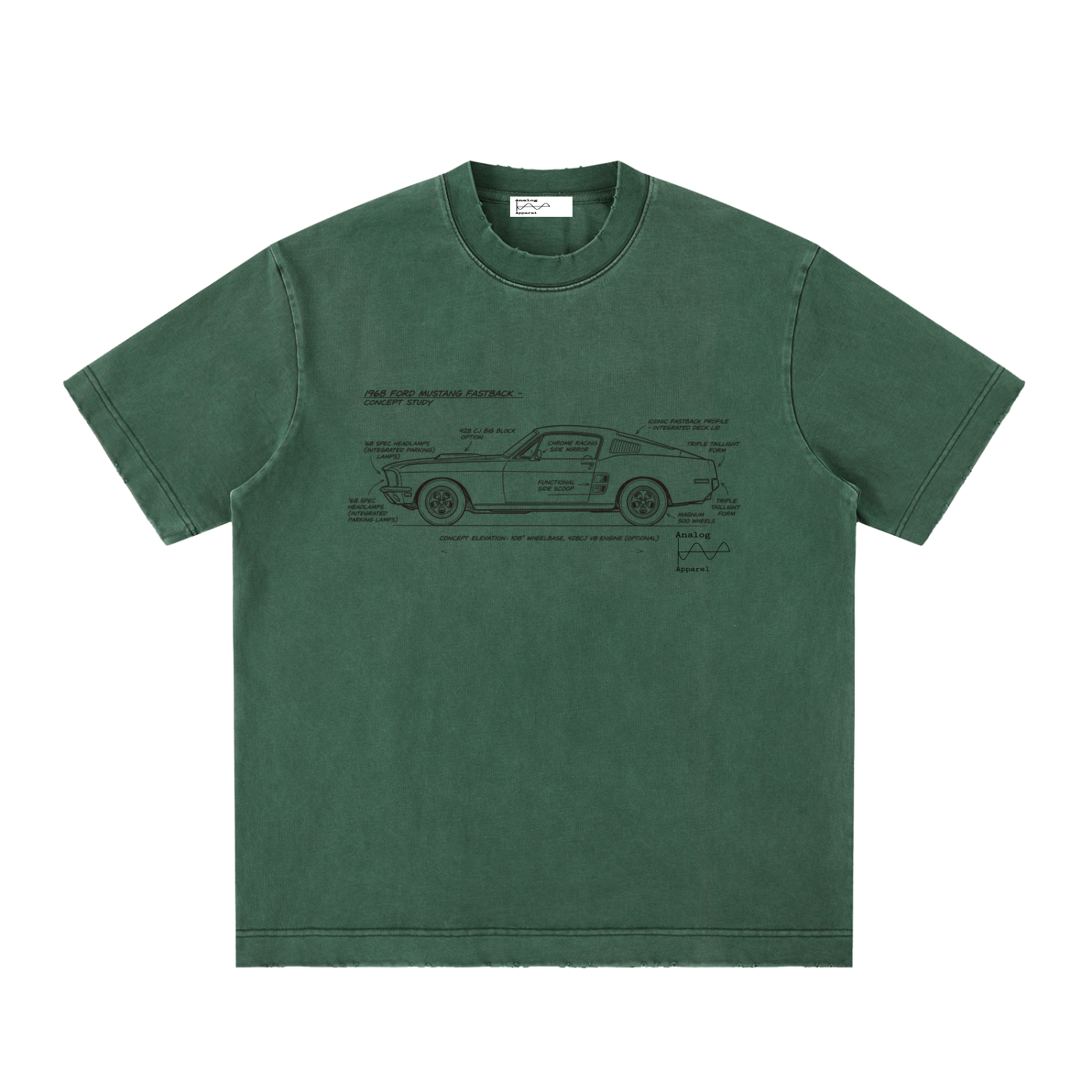 '430' Super Heavyweight Vintage Frayed T-Shirt 68 Mustang