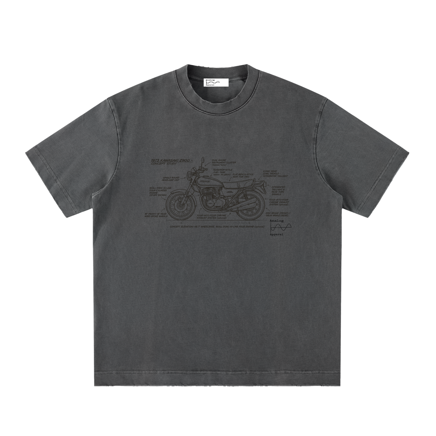 '430' Super Heavyweight Vintage Frayed T-Shirt Kawasaki Z900