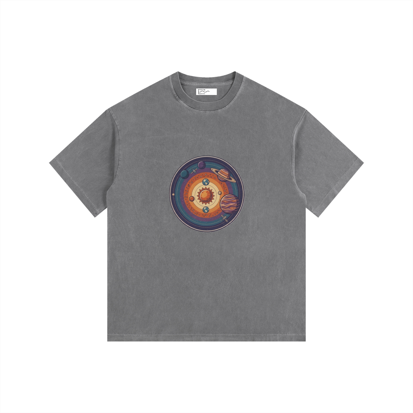 Planets Vintage Washed Oversized Cotton T-Shirt