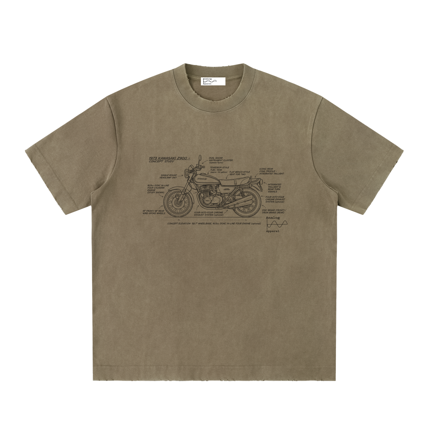 '430' Super Heavyweight Vintage Frayed T-Shirt Kawasaki Z900