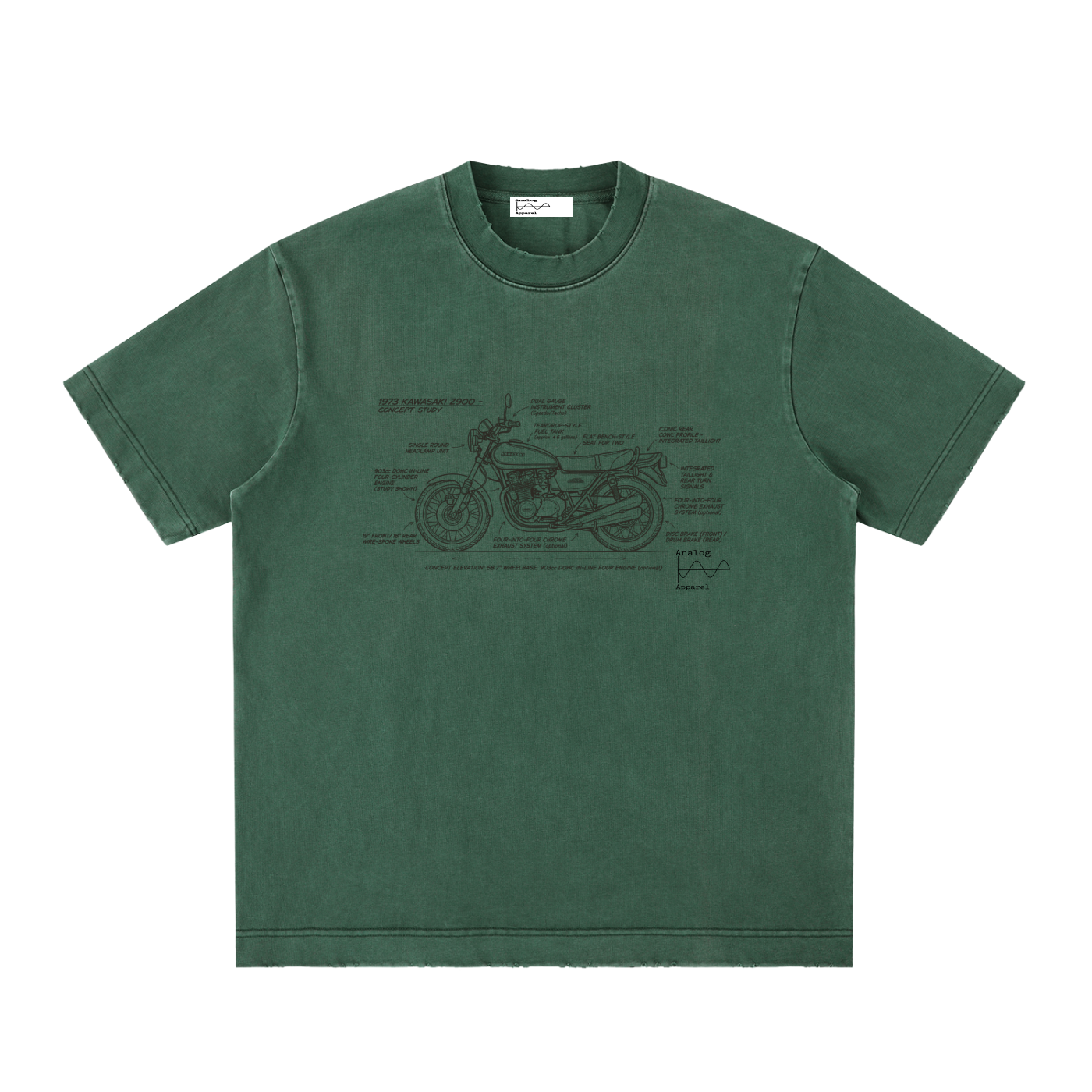 '430' Super Heavyweight Vintage Frayed T-Shirt Kawasaki Z900