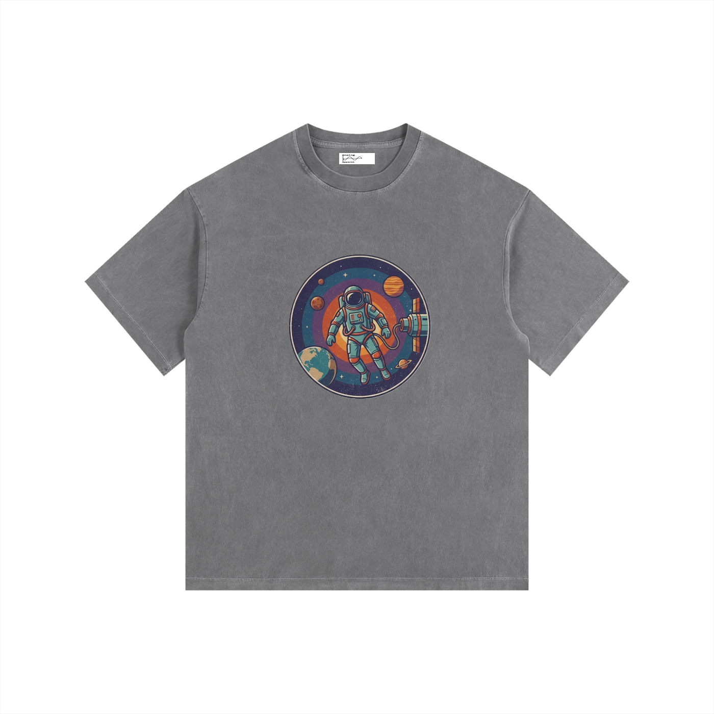 Spacewalk Vintage Washed Oversized Cotton T-Shirt