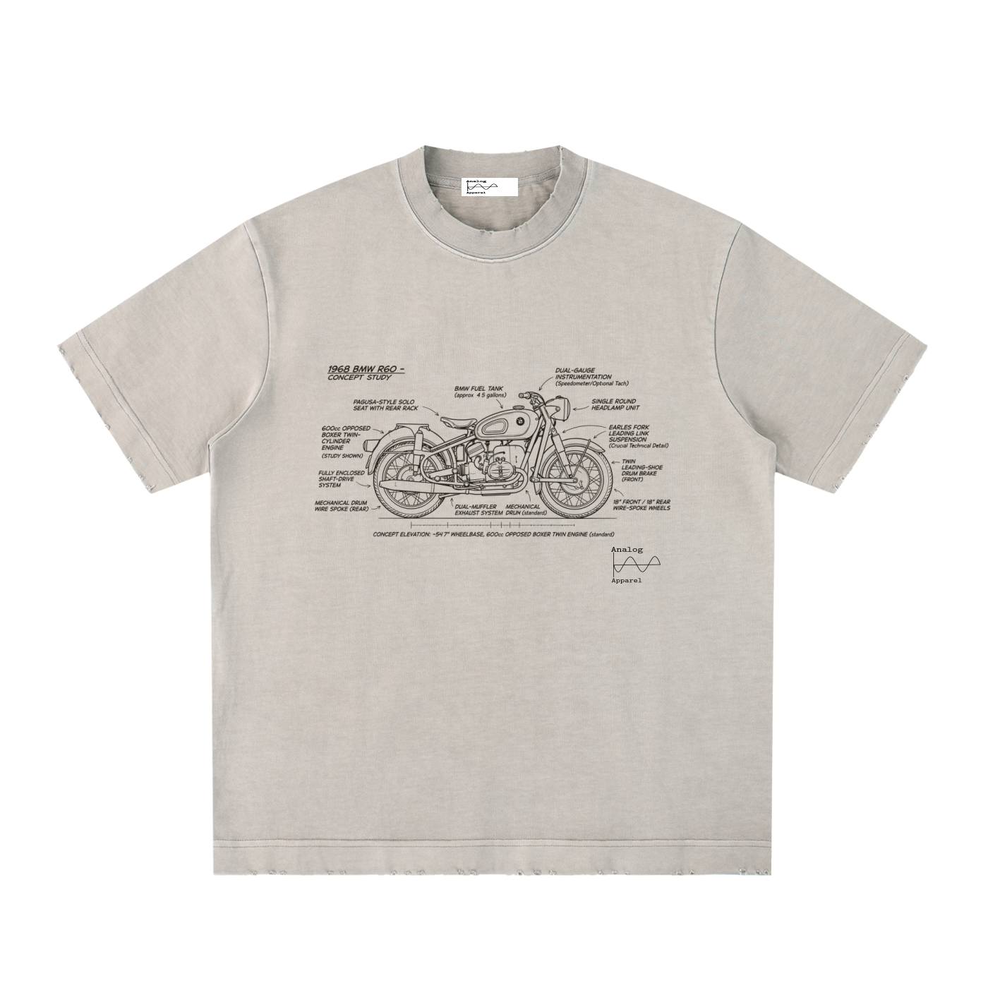 '430' Super Heavyweight Vintage Frayed T-Shirt BMW R60